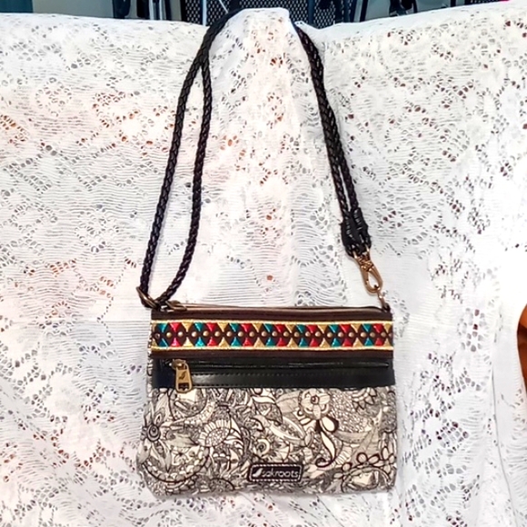 Sakroots Artist Circle Campus Mini Crossbody Convertible Canvas Bag Black/White - Picture 7 of 16